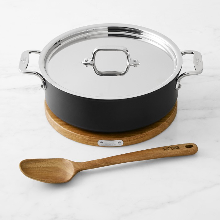 All-Clad NS1 Nonstick Induction Sauteuse with Wood Trivet & Spoon