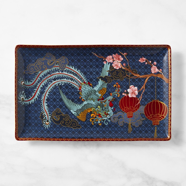 Lunar Small Rectangular Platter, Phoenix