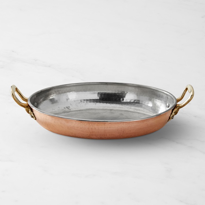 Ruffoni Historia Hammered Copper Gratin Pan with Acorn Handles, 3 1\u002F2-Qt.