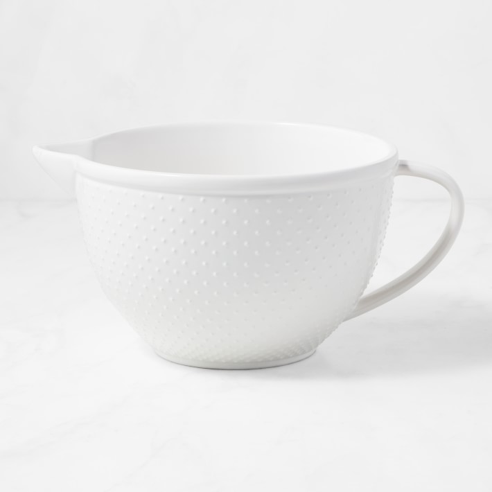 Swiss Dot Ceramic Mixing Bowl with Pour Spout