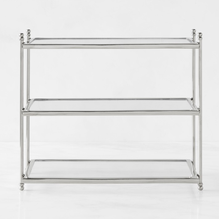 Stainless-Steel and Glass 3-Tiered Stand