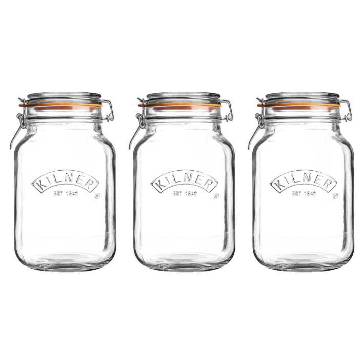 Kilner Square Clip Top Jar, 68oz, Set of 3