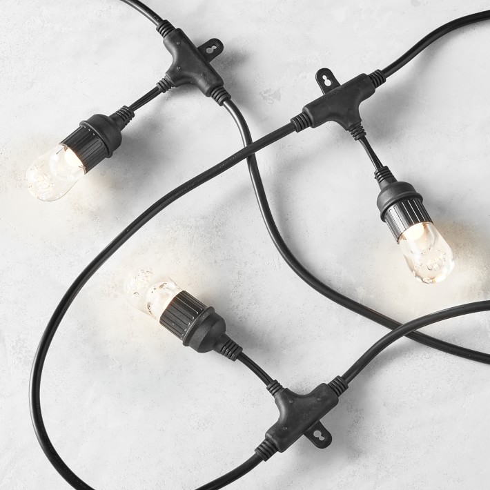LED Cafe Lights, Black Cord