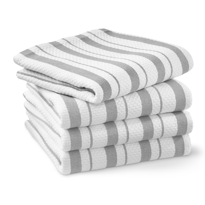 Drizzle Grey Classic Stripe Towels & Fleur De Sel Guest Set Bundle