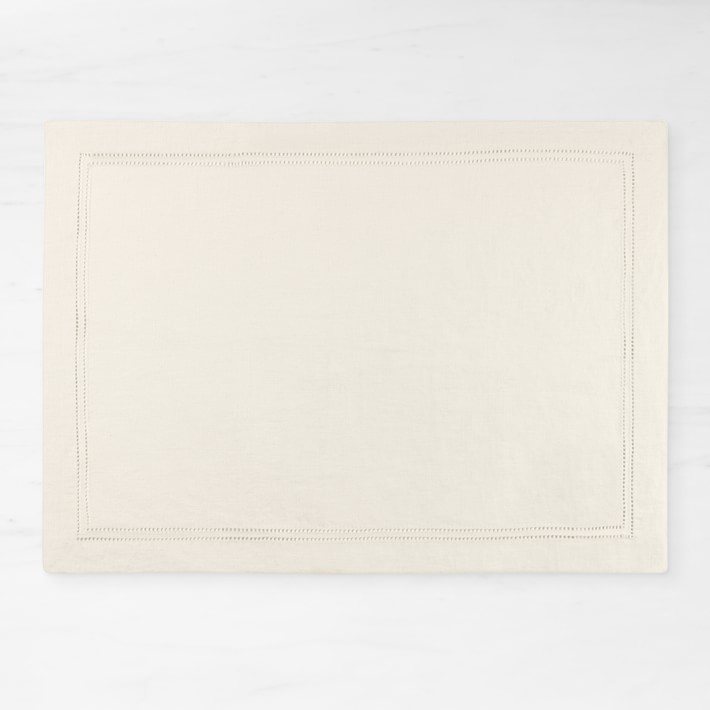 Linen Double Hemstitch Placemats, Set of 4