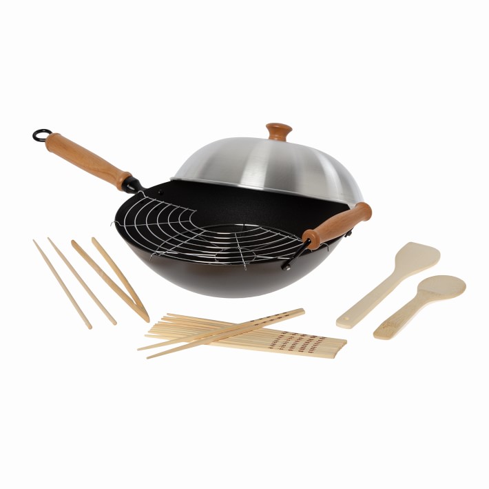 Joyce Chen Professional Series Carbon Steel Nonstick Wok with Lid 10-Piece Set