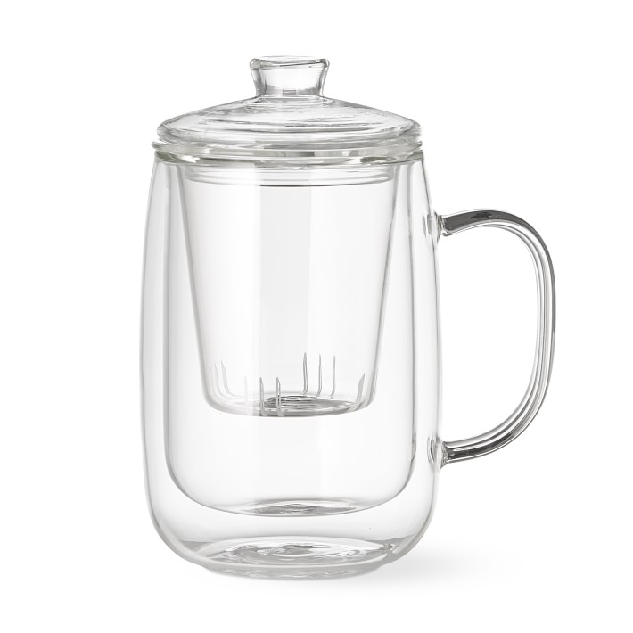 Double-Wall Glass Mug with Tea Strainer