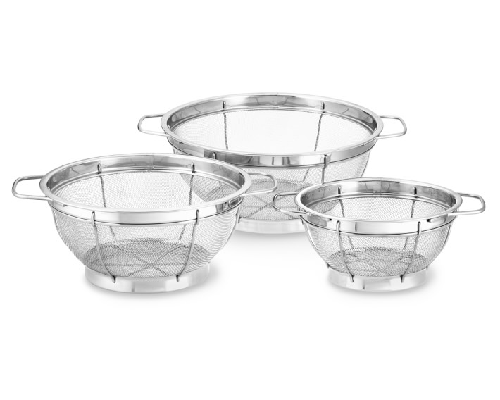 Stainless-Steel 3-Piece Mesh Colander Set