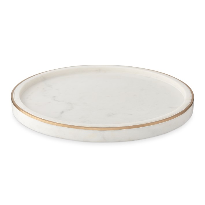 White Marble and Brass Vanity Tray