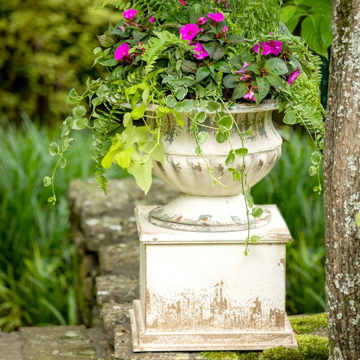Metal Urn & Pedestal
