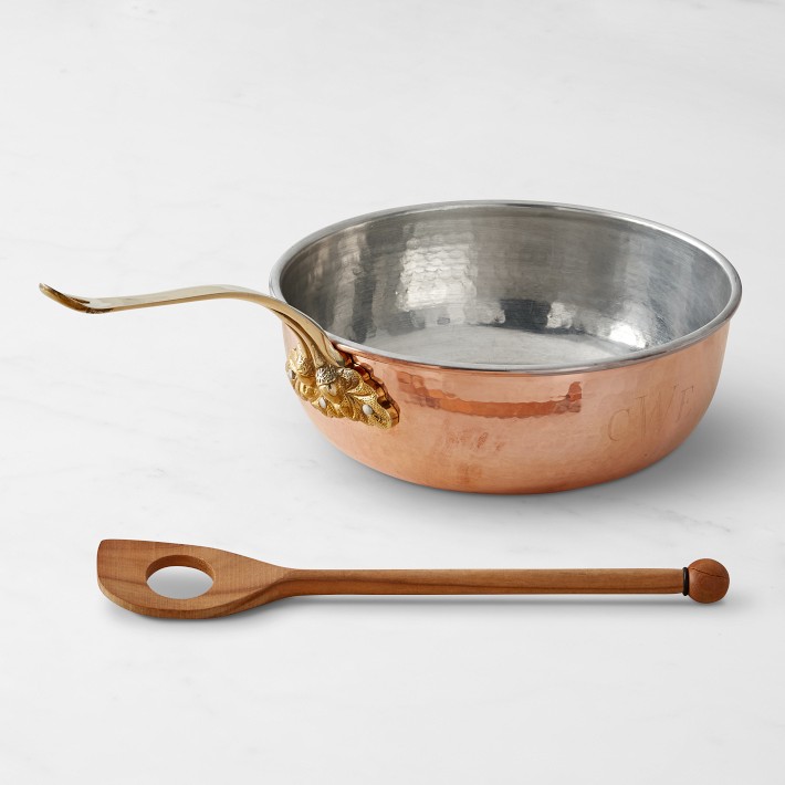 Ruffoni Historia Hammered Copper Chef's Pan with Acorn Handle and Risotto Spoon