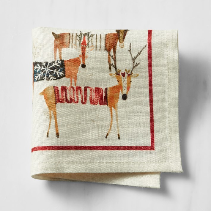Natale Reindeer Cocktail Napkins, Set of 4