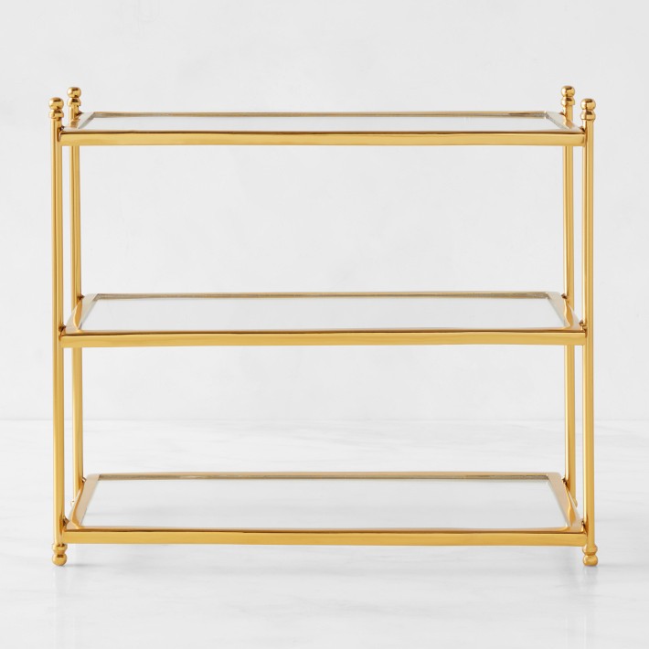 Antique Brass and Glass 3-Tiered Stand