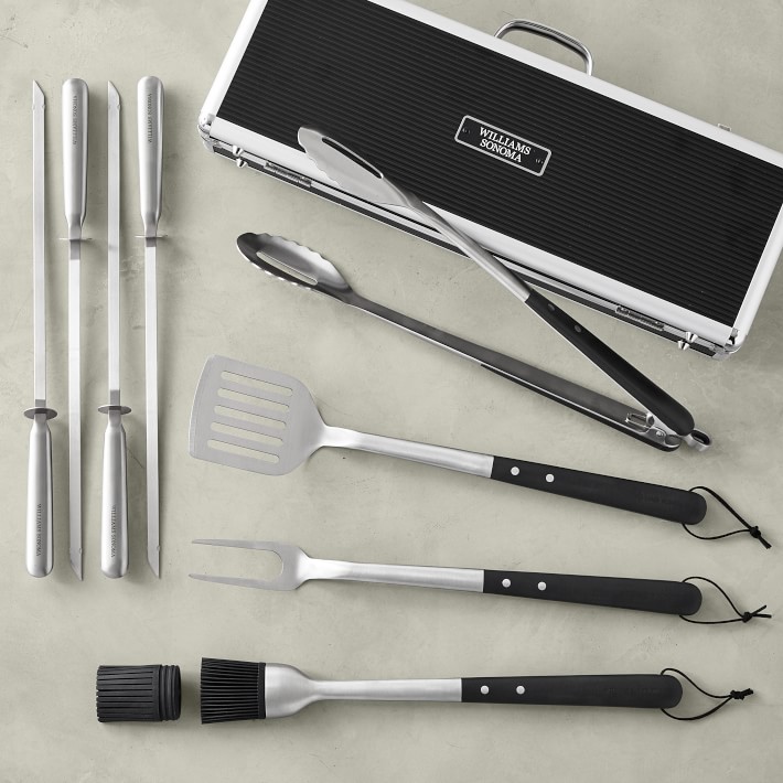 4-Piece BBQ Set in Case, Black Handle and Skewers Pack