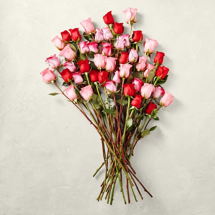 Bulk Mixed Fresh Rose Stems, Set of 45