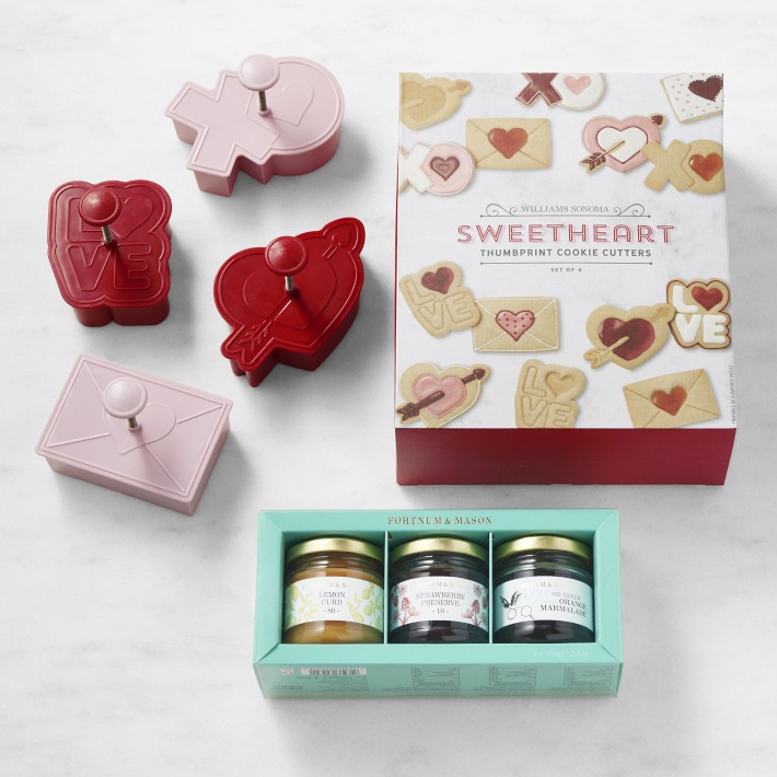 Sweetheart Thumbprint Cookie Cutters with Fortnum & Mason Preserve Trio