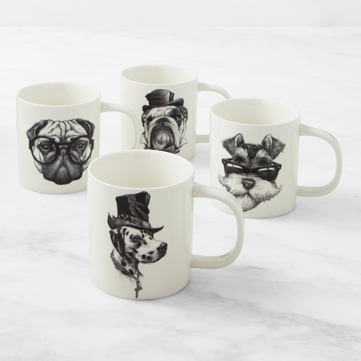 Rory Dobner Mixed Dog Mugs, Set of 4
