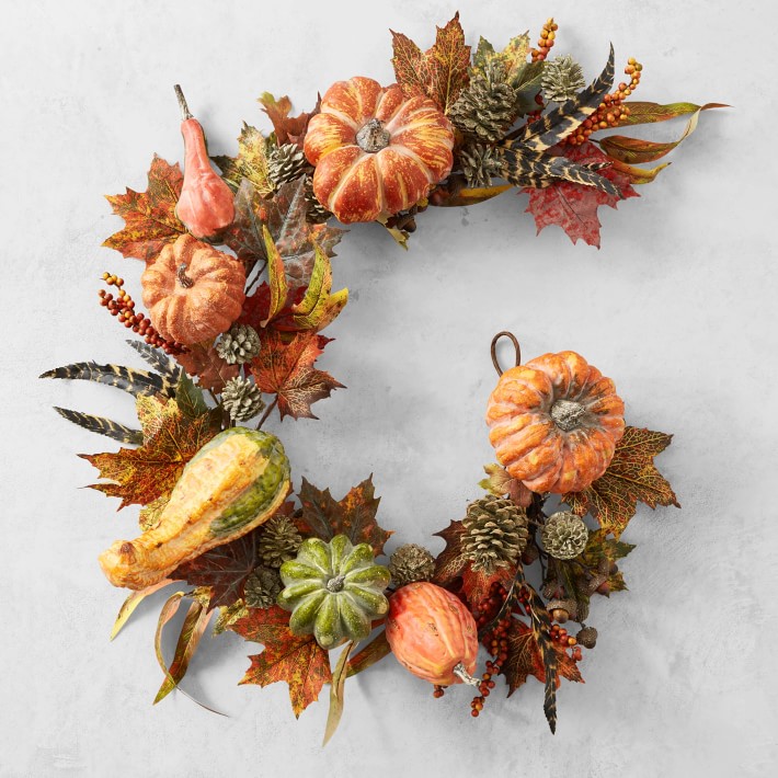 White Pumpkin & Gourds Garland, 54"