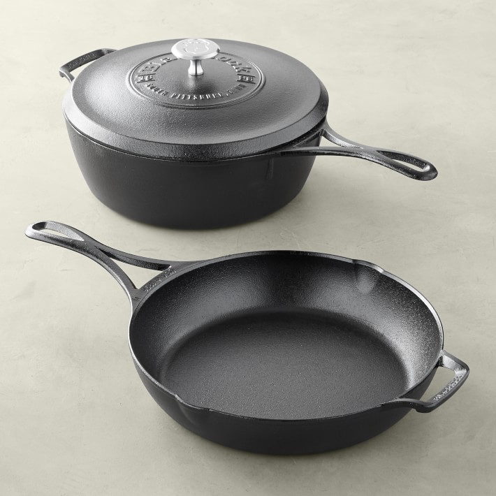 Lodge Blacklock Triple Seasoned Cast-Iron 3-Piece Set, Saute Pan & 10 1\u002F4-Inch Skillet