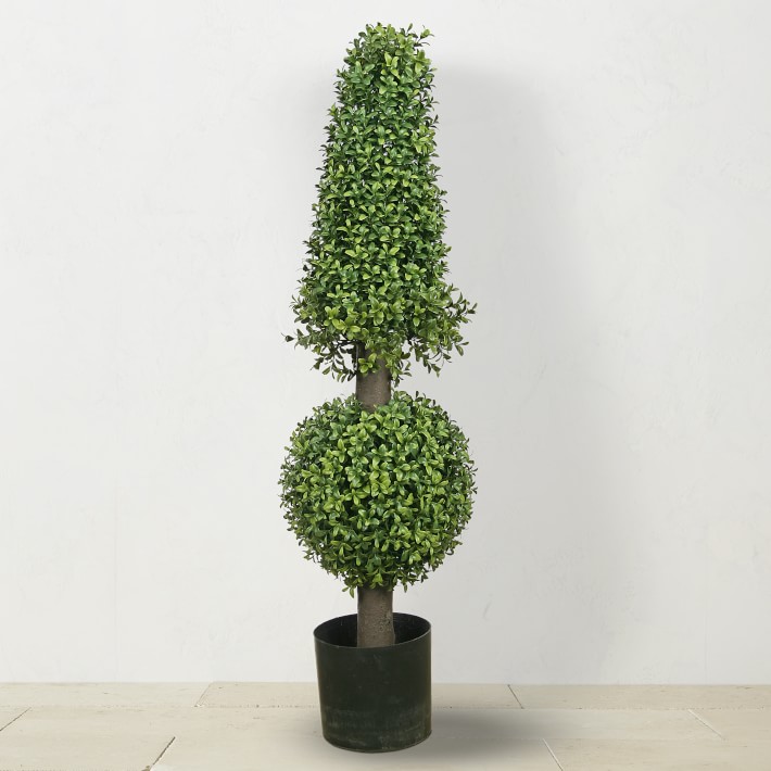 3' Faux Boxwood Ball Cone Tree, Indoor\u002FSheltered Outdoor
