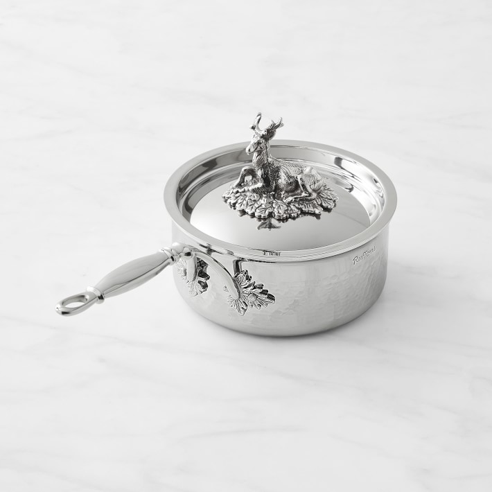 Ruffoni Opus Prima Stainless-Steel Saucepan with Stag Knob, 1 1\u002F2-Qt.