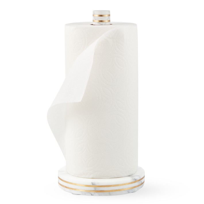 Arabescato Marble with Brass Inlay Paper Towel Holder