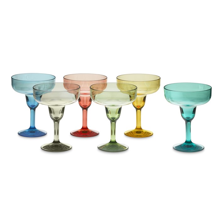 DuraClear Tritan Outdoor Margarita Glasses, Multicolored, Set of 6