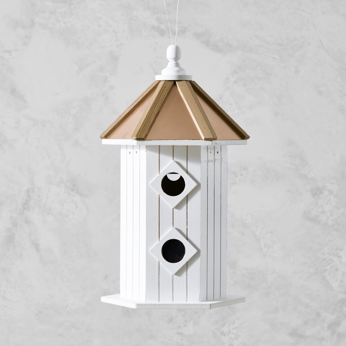 Skyler Copper Top Birdhouse in White