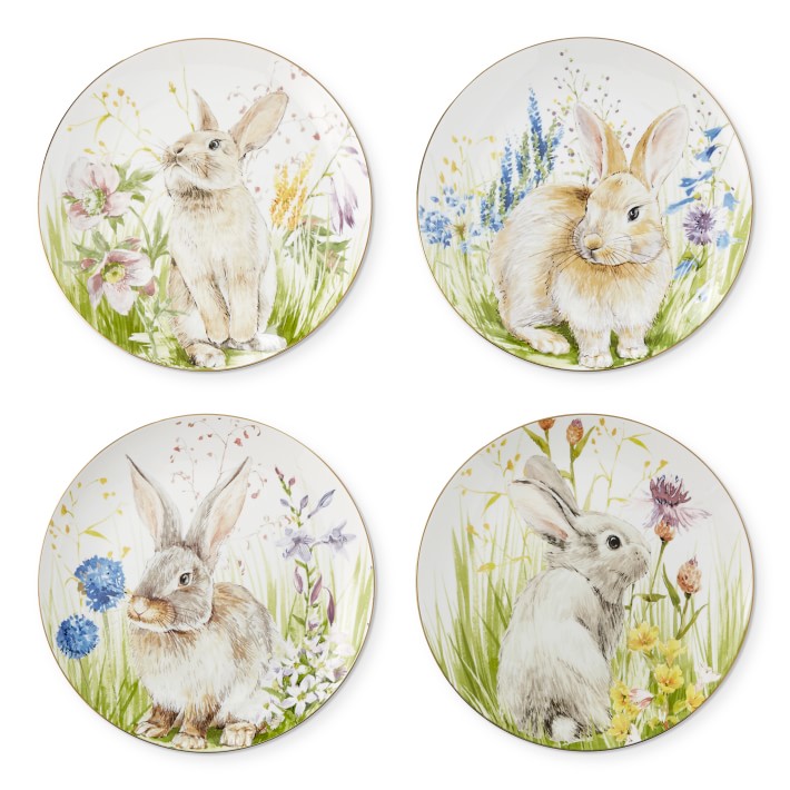 Floral Meadow Mixed Salad Plates, Set of 4