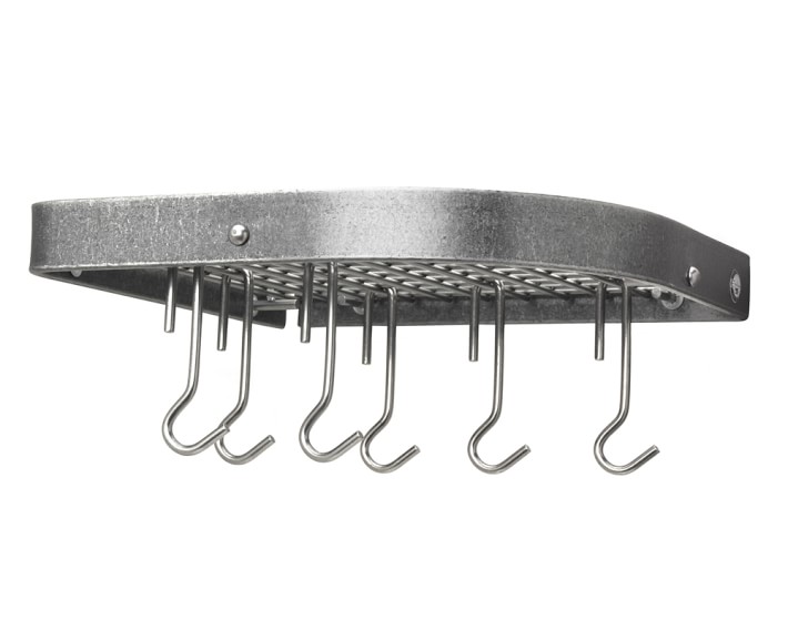 Enclume Corner Wall-Mounted Pot Rack, Hammered Steel