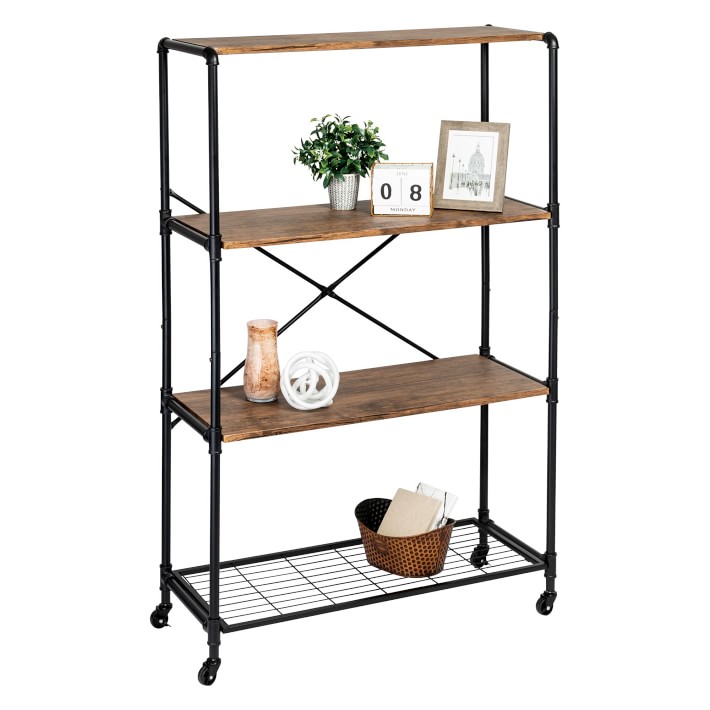 4-Tier Industrial Pipe Shelving on Wheels