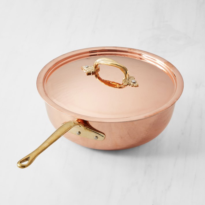 Ruffoni Historia Hammered Copper Chef Pan with Vine Lid, 4-Qt.