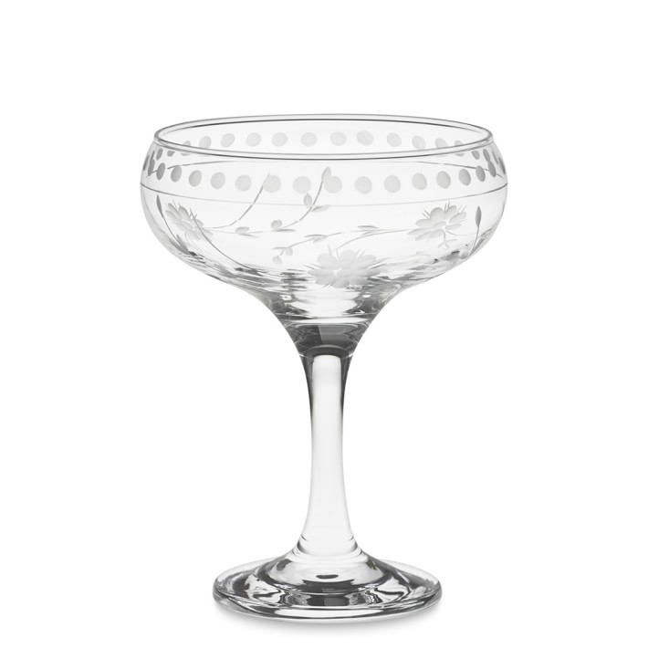 Vintage Etched Coupe Glasses