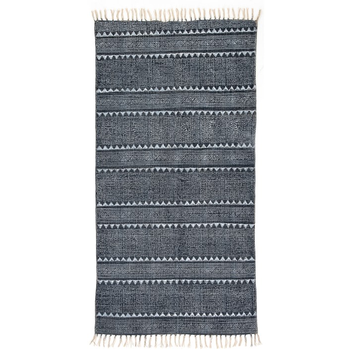 Indigo Block Print Runner Rug