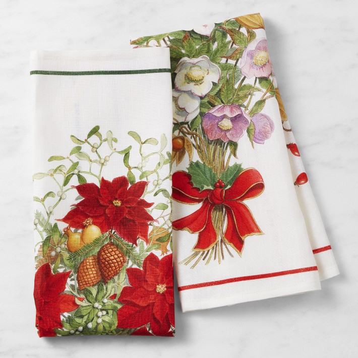 Holiday Floral Towels, Set of 2