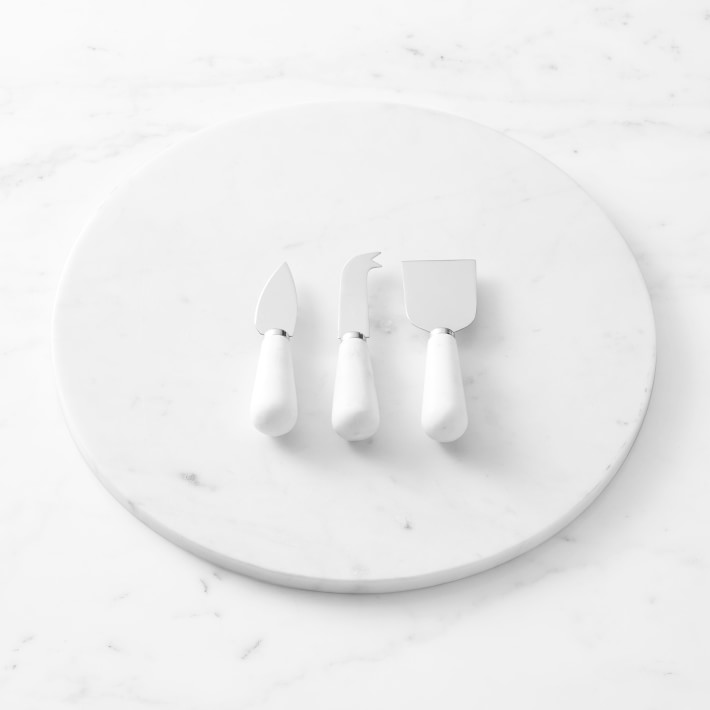 Marble Round Cheese Board with Marble Cheese Knives