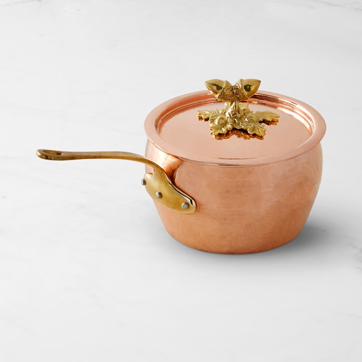 Ruffoni Historia Hammered Copper Sauce Pot with Acorn Knob, 2 1\u002F2-Qt.