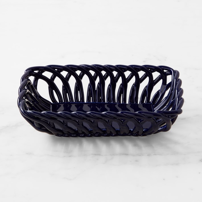 Low Ceramic Woven Bread Basket