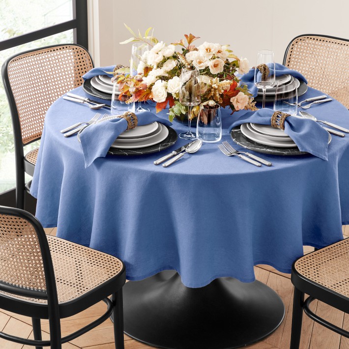 Italian Washed Linen Round Tablecloth