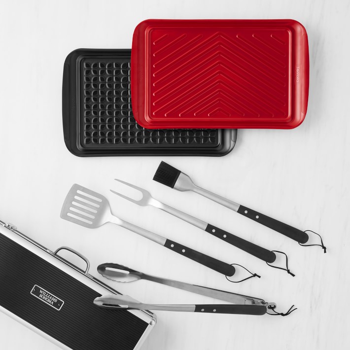 Grill Prep Tray & 4-Piece BBQ Tool Set
