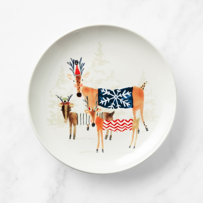 Natale Reindeer Appetizer Plates, Set of 4