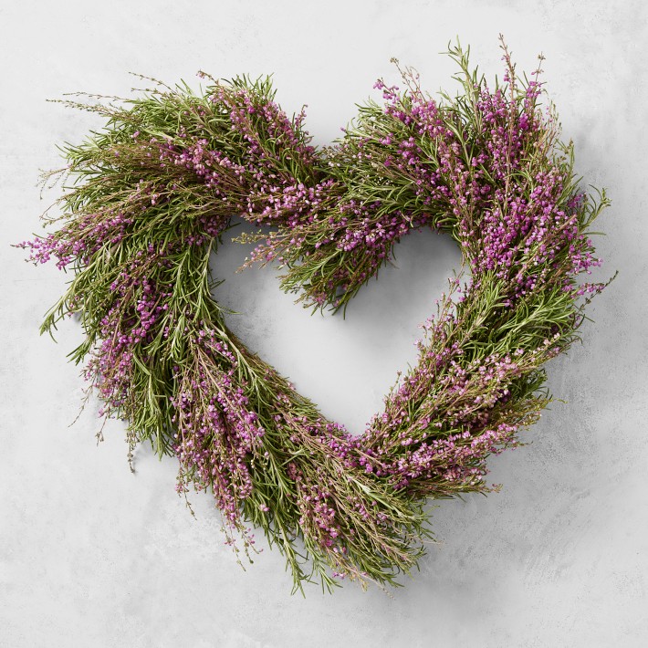 Rosemary & Heather Heart Live Wreath, 16"