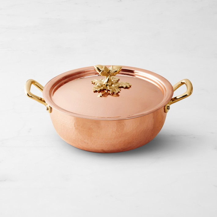Ruffoni Historia Hammered Copper Chef Braiser with Acorn Knob, 3 1\u002F2-Qt.