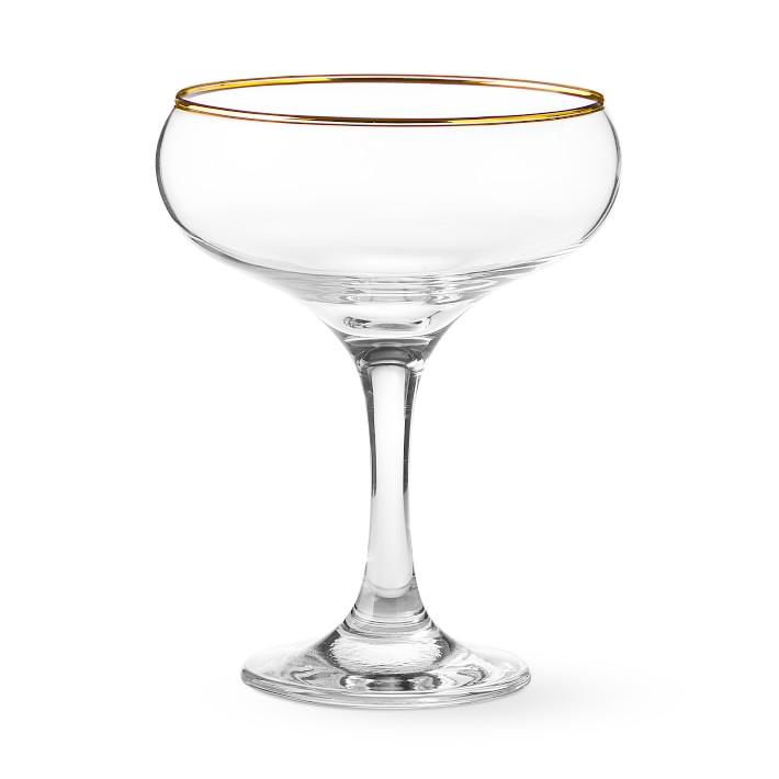 Gold Rim Champagne Coupe Glasses, Set of 4