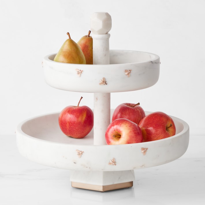 Honeycomb Tiered Marble Fruit Basket