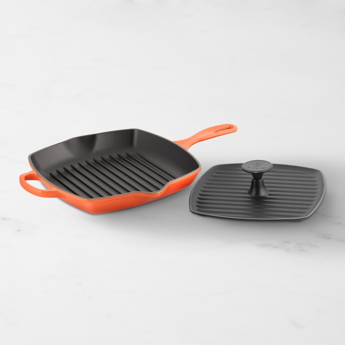 Le Creuset Signature Enameled Cast Iron Square Grill Pan & Press Set